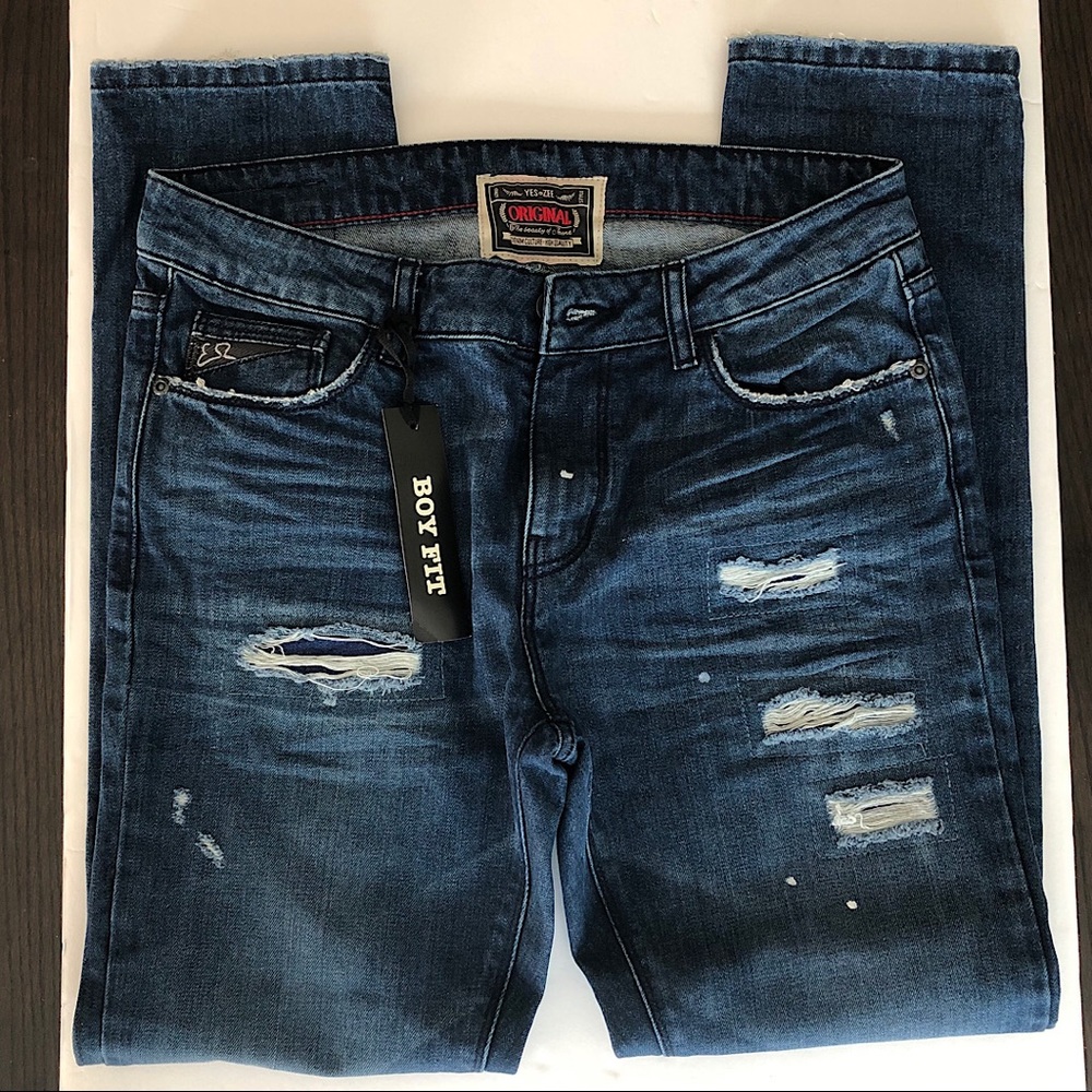 Yes Zee By Essenza Distressed Denim Jeans, 27